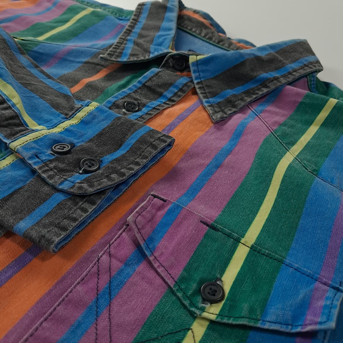 CK629 XL 랭글러 90s 웨스턴 레인보우 스트라이프 셔츠 남방 상품이미지4