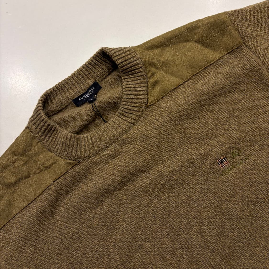 [L] 버버리 런던 패치 니트 스웨터 베이지 D78 상품이미지3