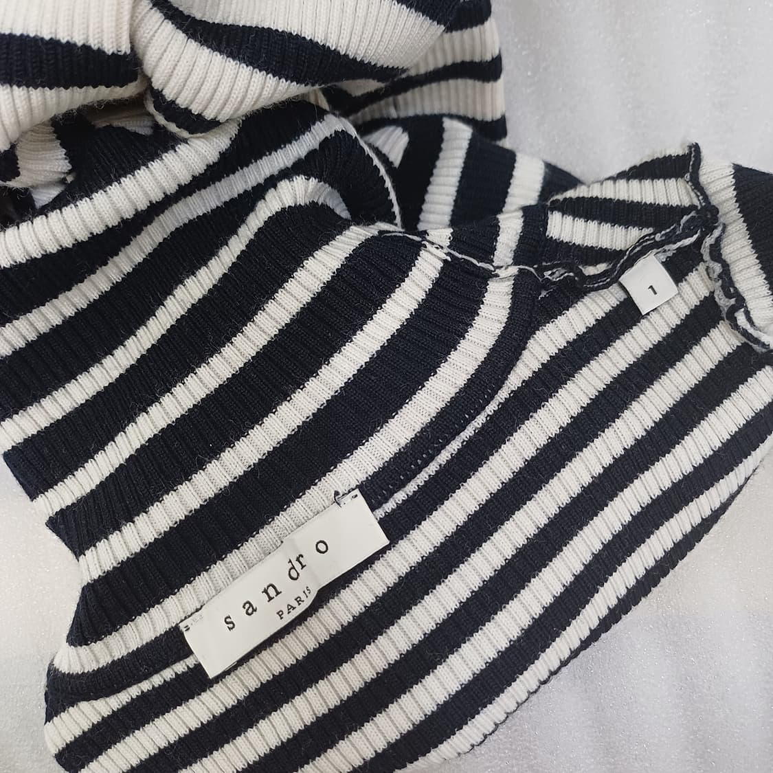 산드로 이너 목폴라 골지 니트 블랙 단가라 여성 XS S 사랑봉봉 상품이미지4