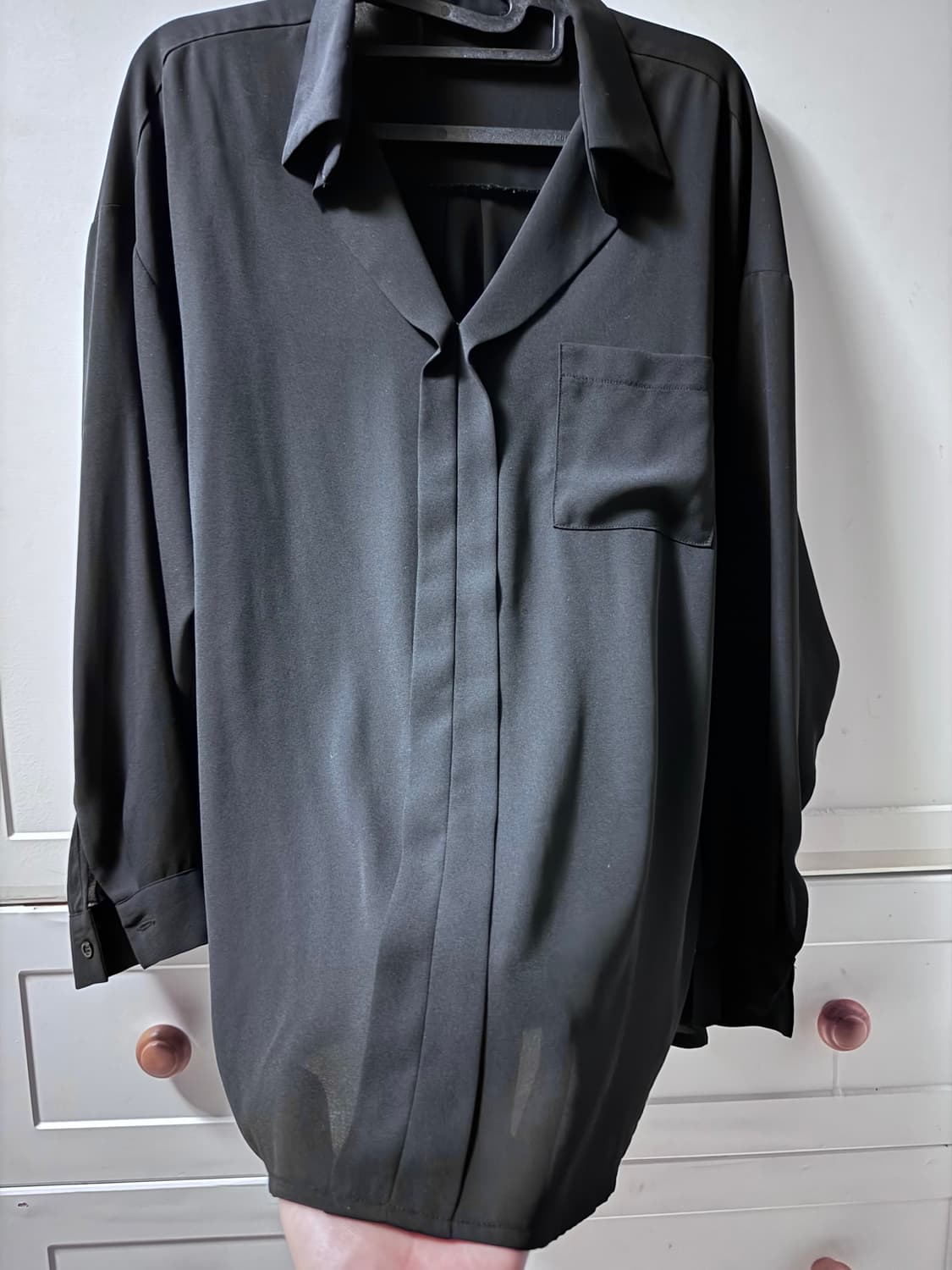 블랙 루즈핏 시스루 셔츠 상품이미지3