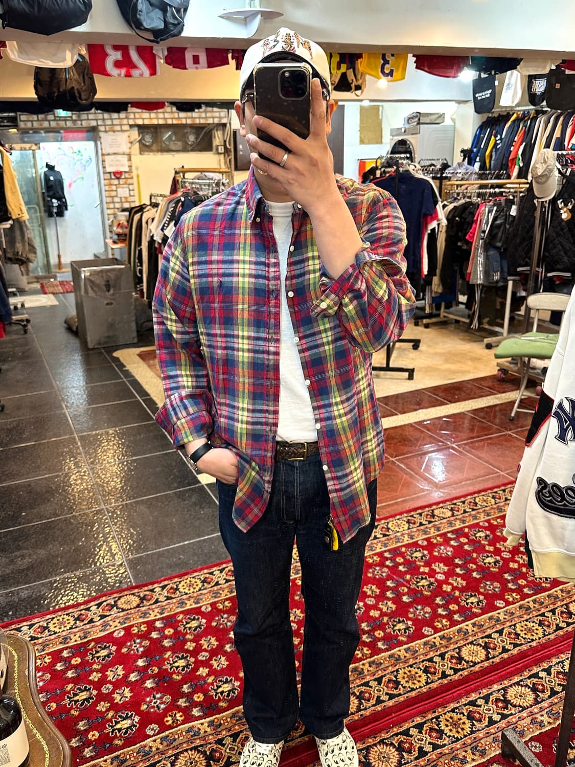 폴로 랄프로렌 인디언 마드라스 체크 린넨 셔츠 L 상품이미지1