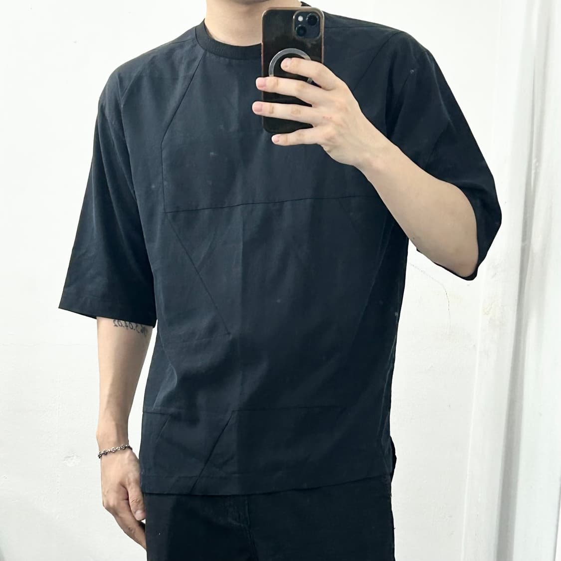 솔리드옴므 멀티 디멘션 칠부 반팔 티셔츠 상품이미지1