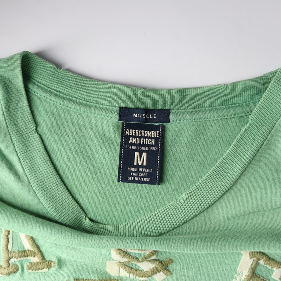 아베크롬비 앤 피치 빈티지 아치 로고 자수 반팔 티셔츠 M 상품이미지5