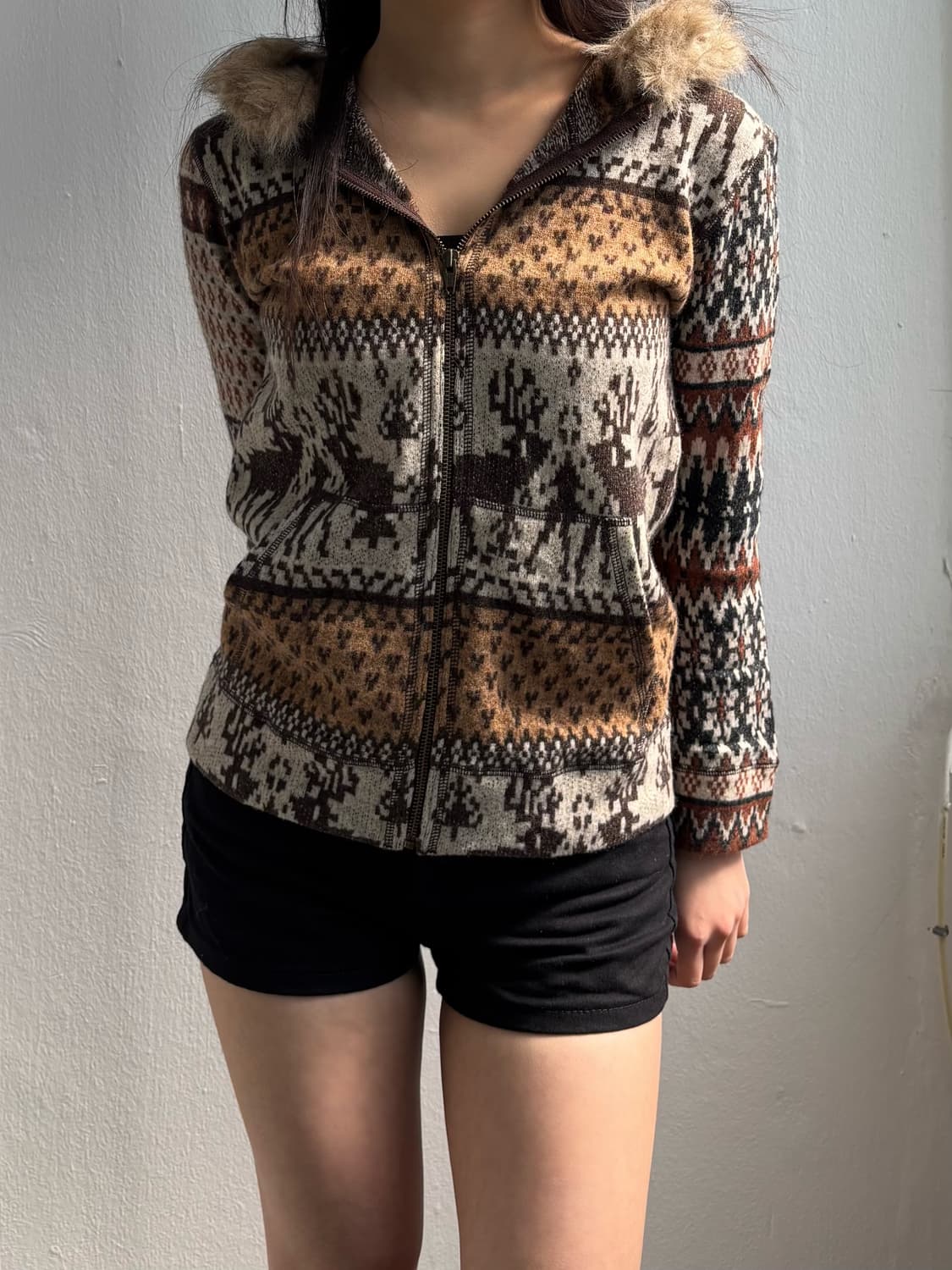 Japanese Vintage Nordic Fur Hood Zip-Up 상품이미지5