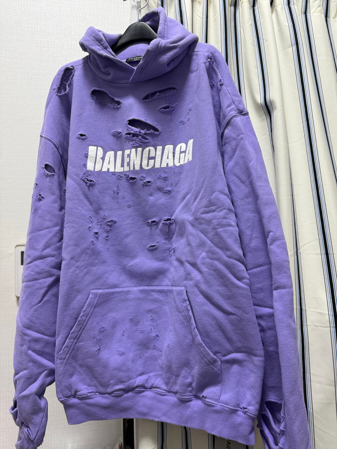 발렌시아가 디스트로이드 후드 퍼플 컬러, S 상품이미지1