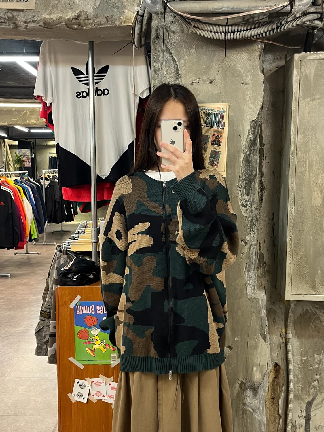 엑스톤즈 카모 가디건 투웨이 집업 그린 L #csz1158 상품이미지2