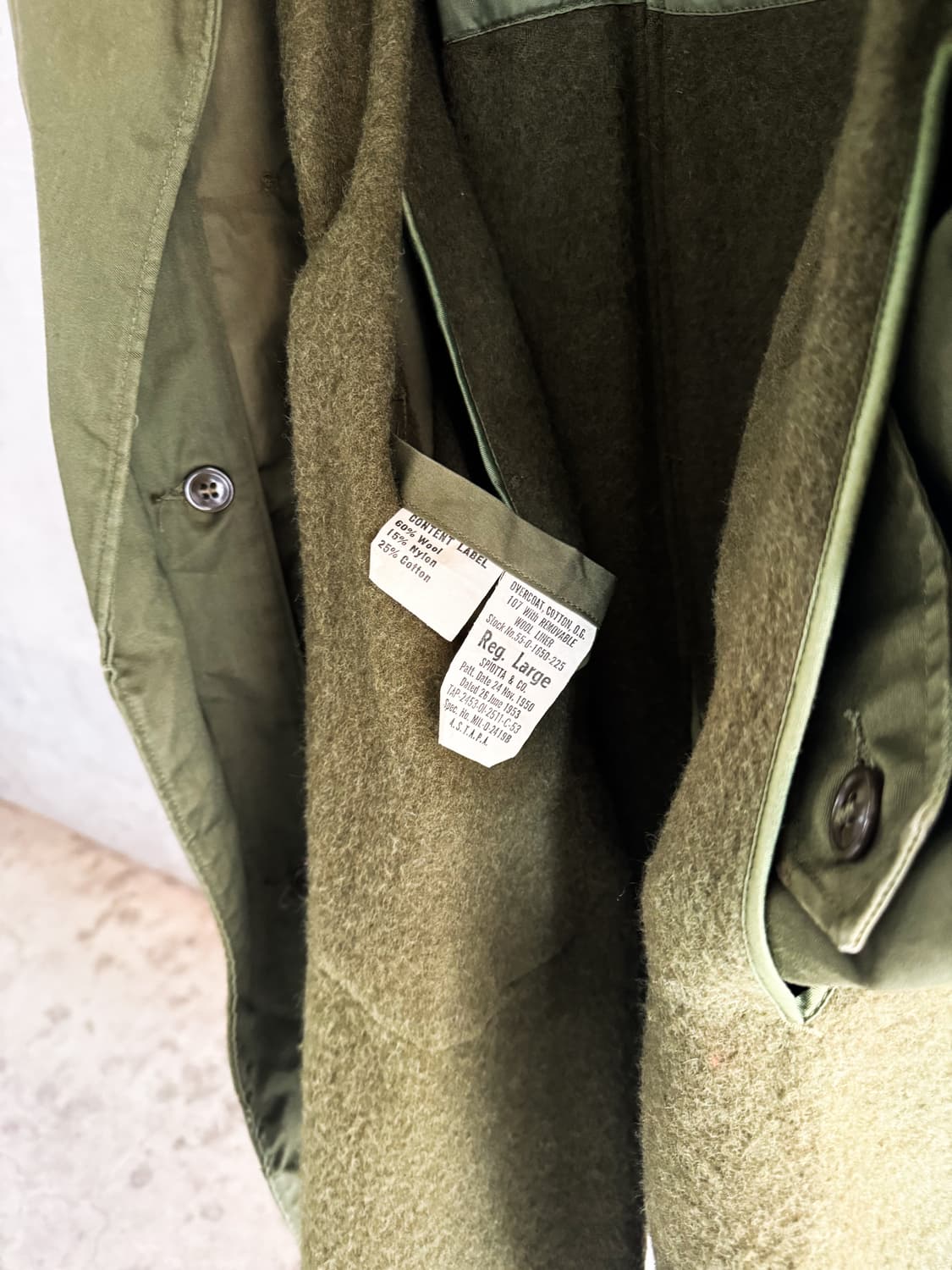 50s U.S Army OG-107 Officer Overcoat 상품이미지9
