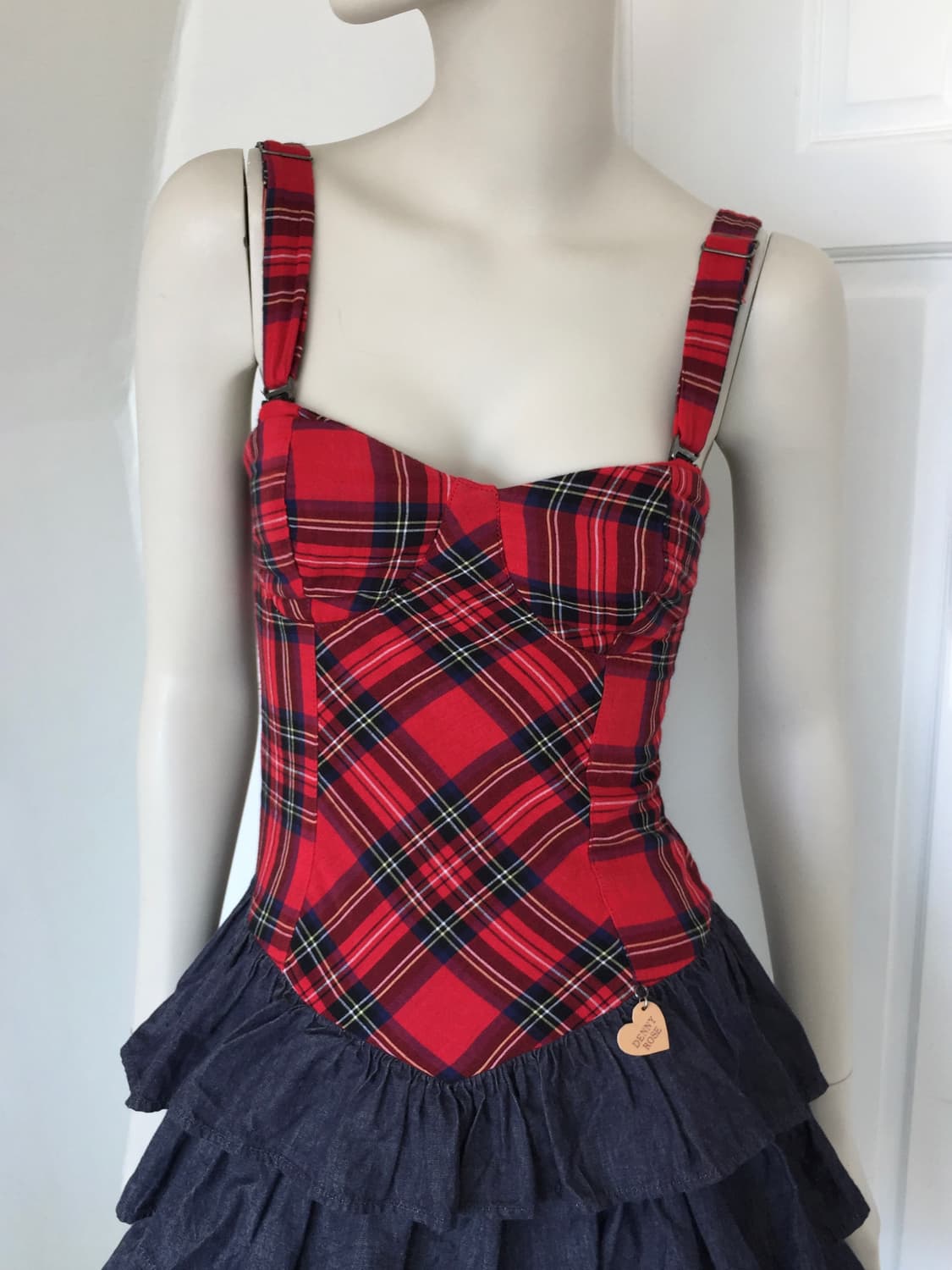 Italy Made  Tartan Plaid  Ruffle  Dress 상품이미지5