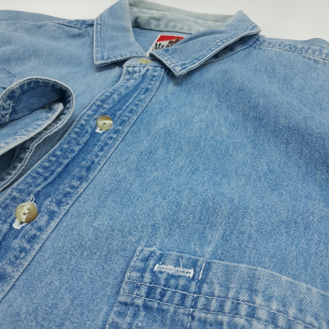 Co826 XL 말보로 클래식 90s USA 연청 데님 긴팔 워크 셔츠 상품이미지5