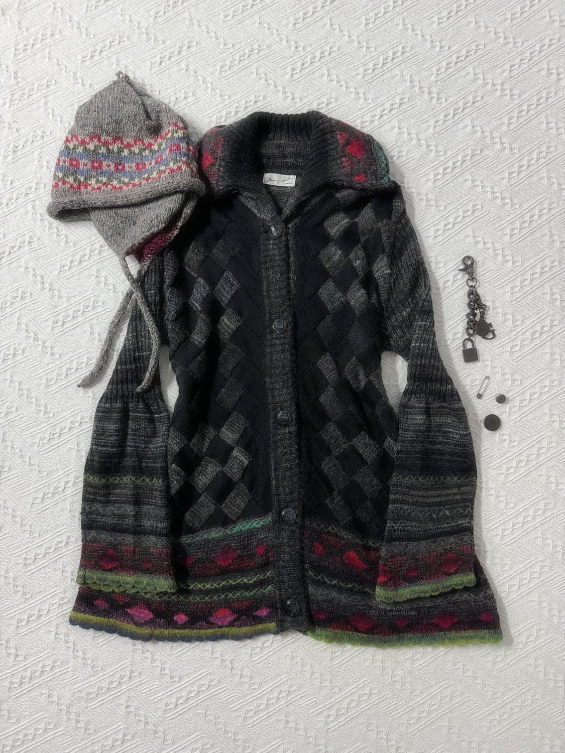 울 블렌디드 멀티 패턴/컬러 가디건 상품이미지1