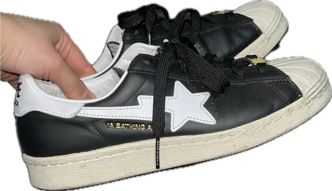 아디다스 x 베이프 슈퍼스타 80s 코어 블랙 오프 화이트 250 상품이미지3