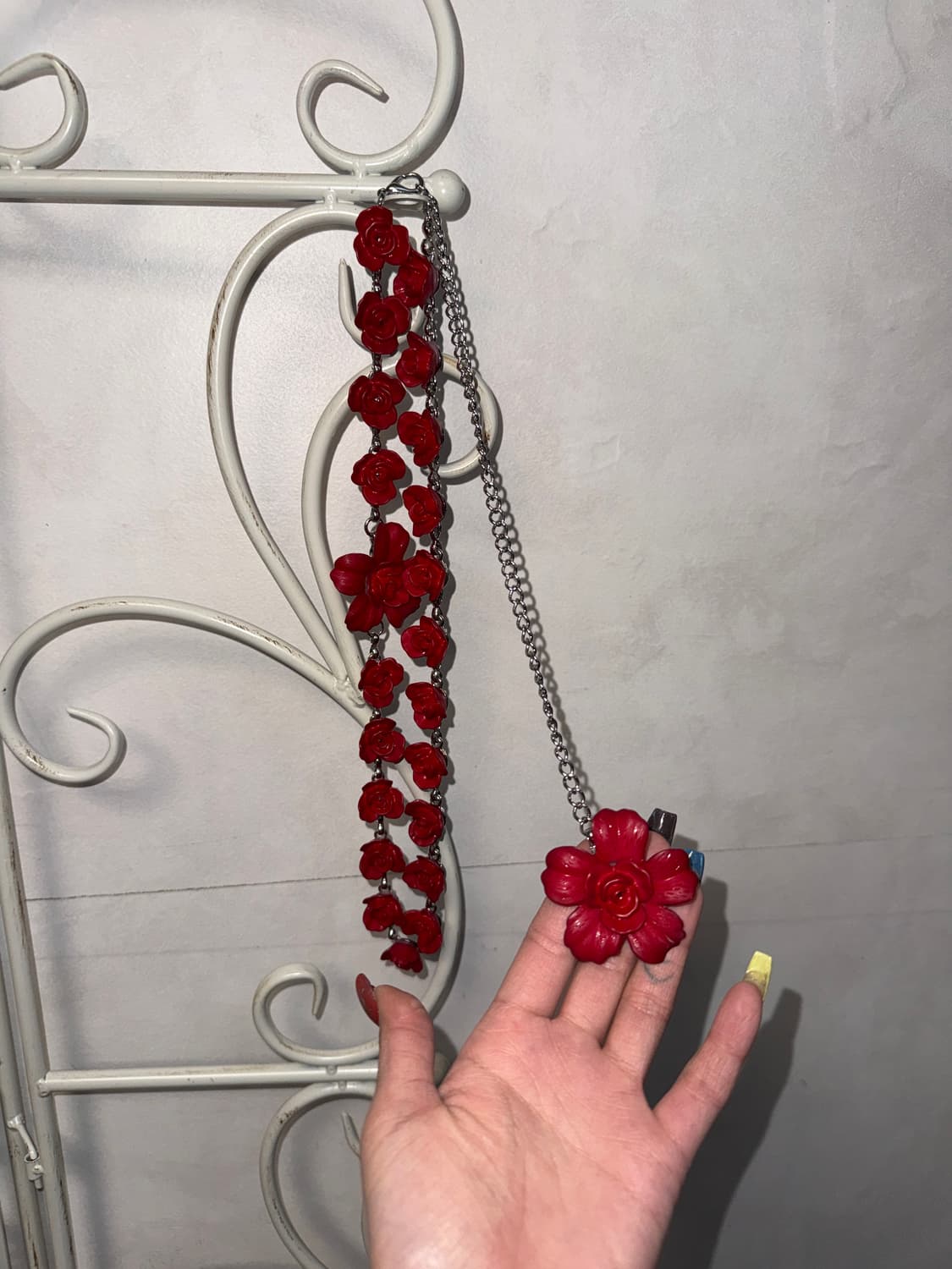 Red vintage rose chain necklace/ belt 상품이미지5