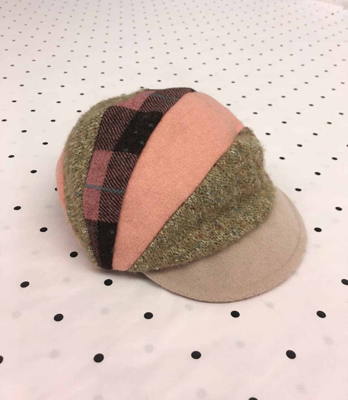 모리걸 패치워크 체크 도트 배색 캡 모자 빈티지 갸루 대장템 상품이미지2