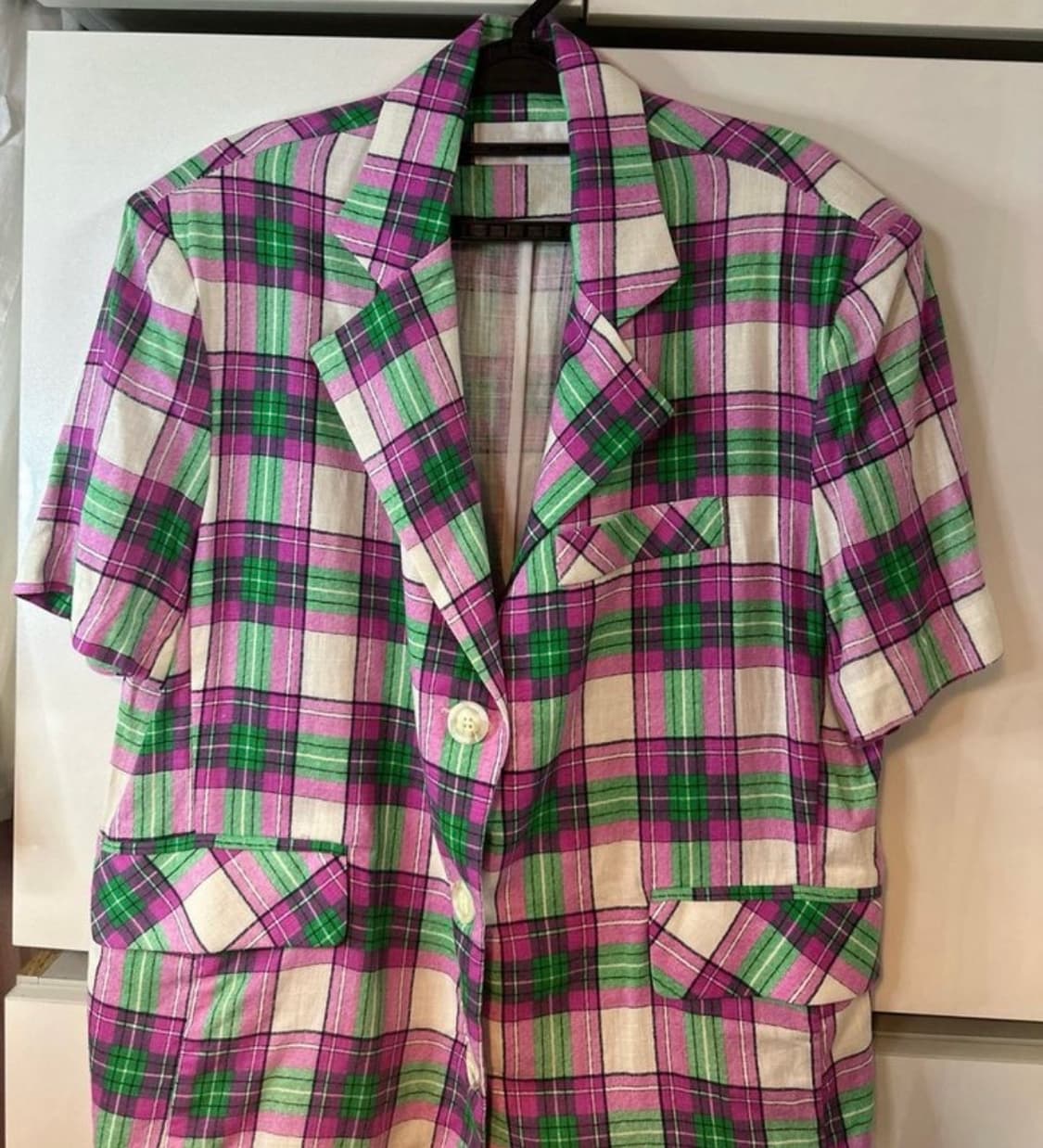 체크 반팔 오버핏린넨자켓 상품이미지3