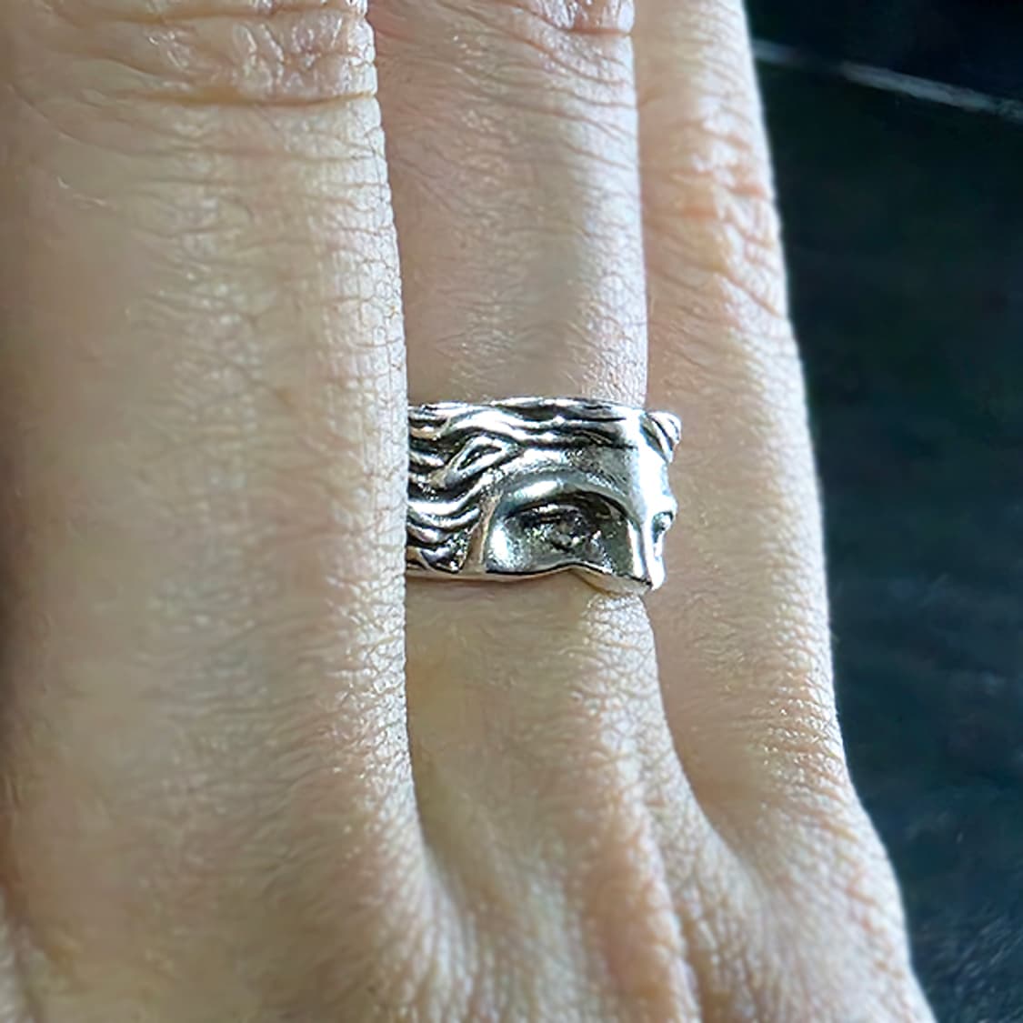 Elnor 백동 남자 엔틱 빈티지 명품 고대 얼굴 조각상 반지 상품이미지6