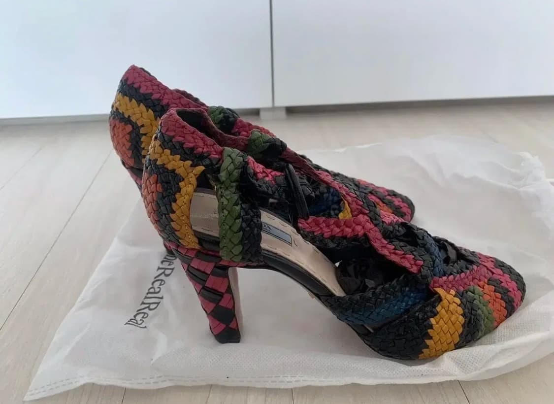 PRADA 프라다 우븐 둥근토 펌프스 상품이미지5