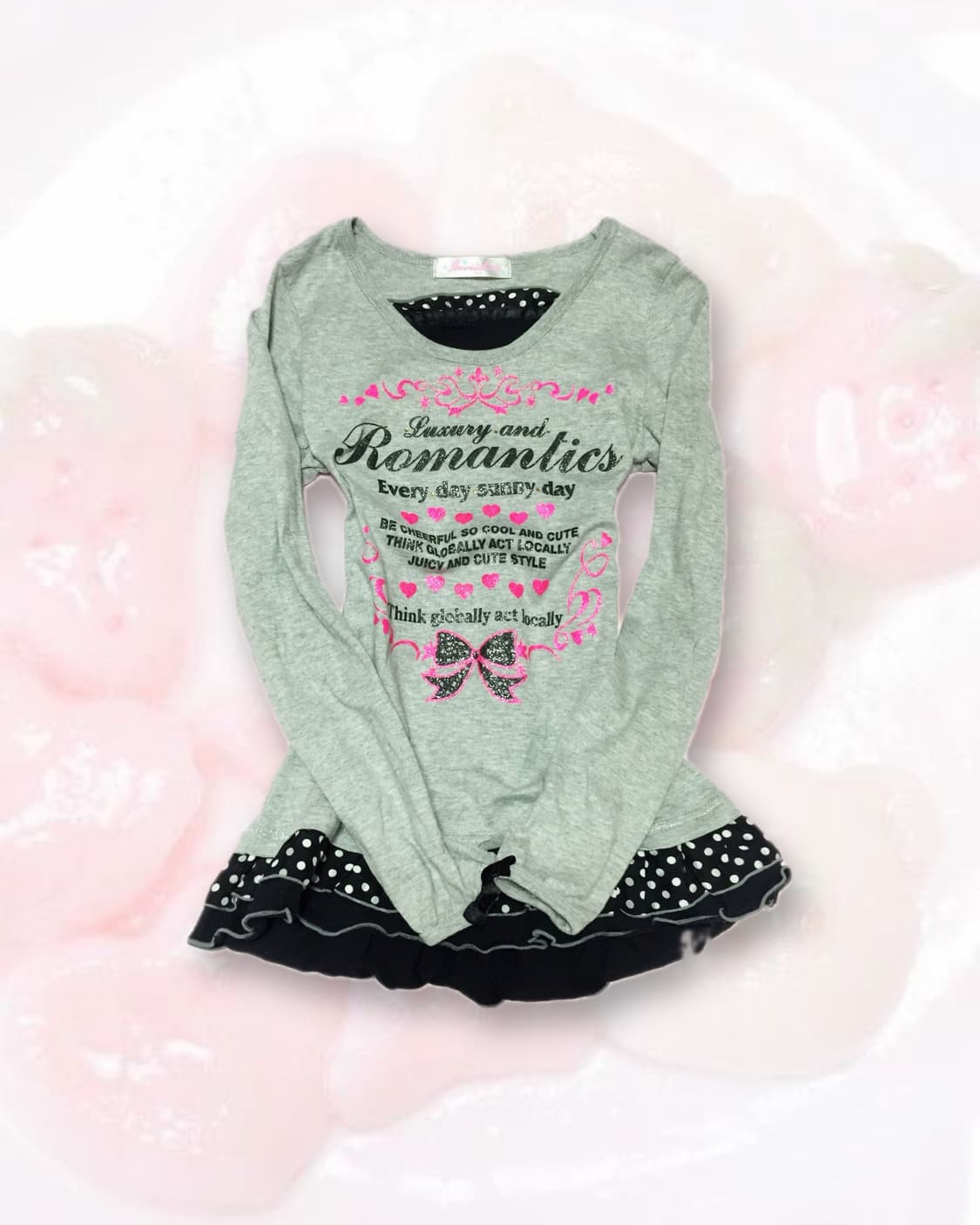 빈티지 헤이세이 갸루 레이어드 도트 탑  상품이미지1