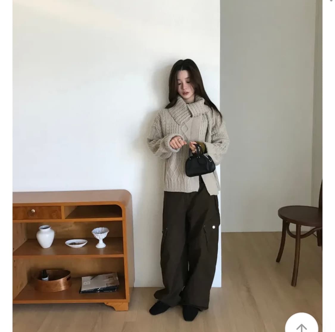 케이블 니트 가디건 베이지 상품이미지1