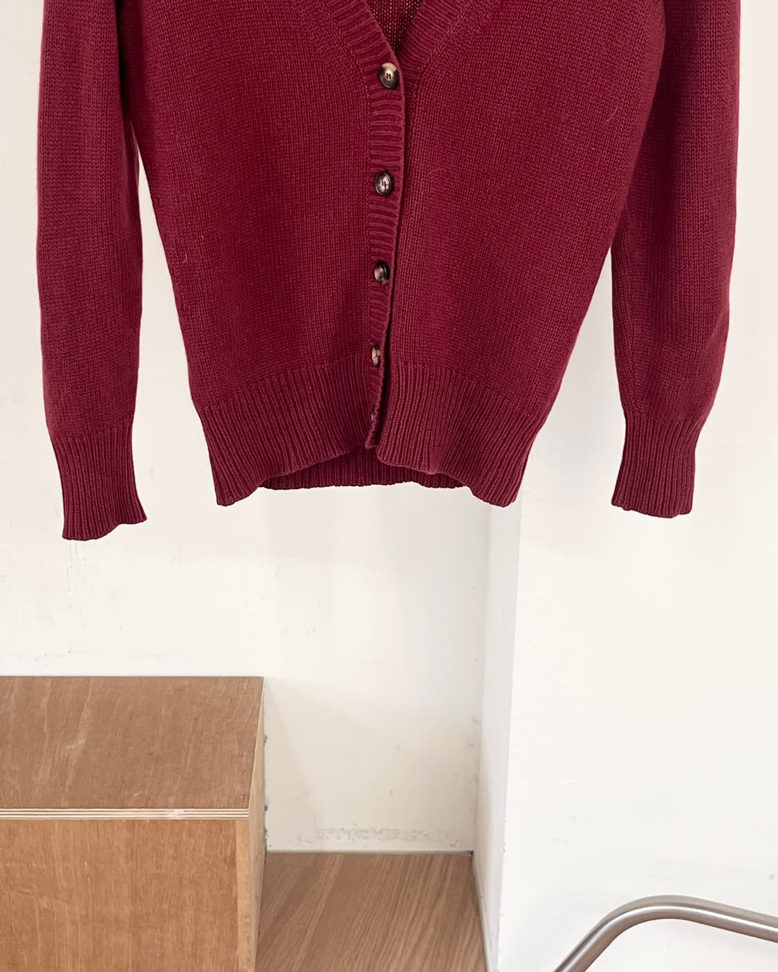 셀린느 버건디 캐시미어 브이넥 가디건 상품이미지5
