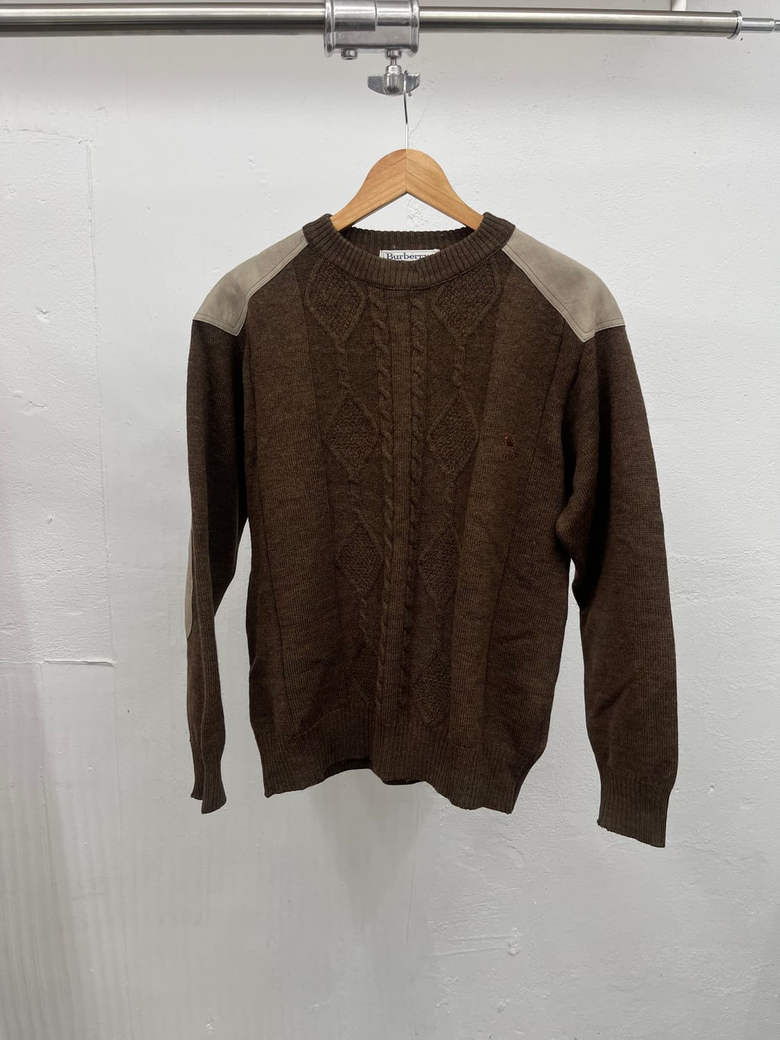 XL) BURBERRYS BROWN ELBOW PATCH KNIT 상품이미지1