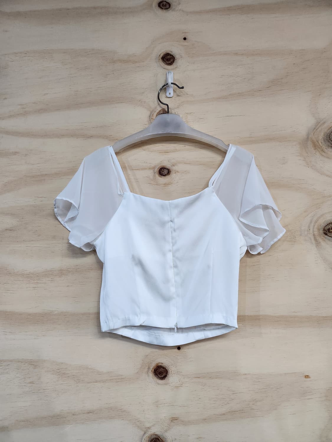 439) eeyou 쉬폰 퍼프 크롭 블라우스 상품이미지2