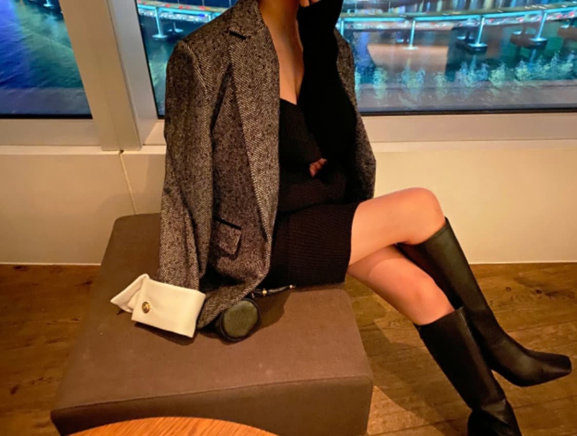 러브미우 포텐 커프스 자켓 시에 오르 헤링본 코트 상품이미지7