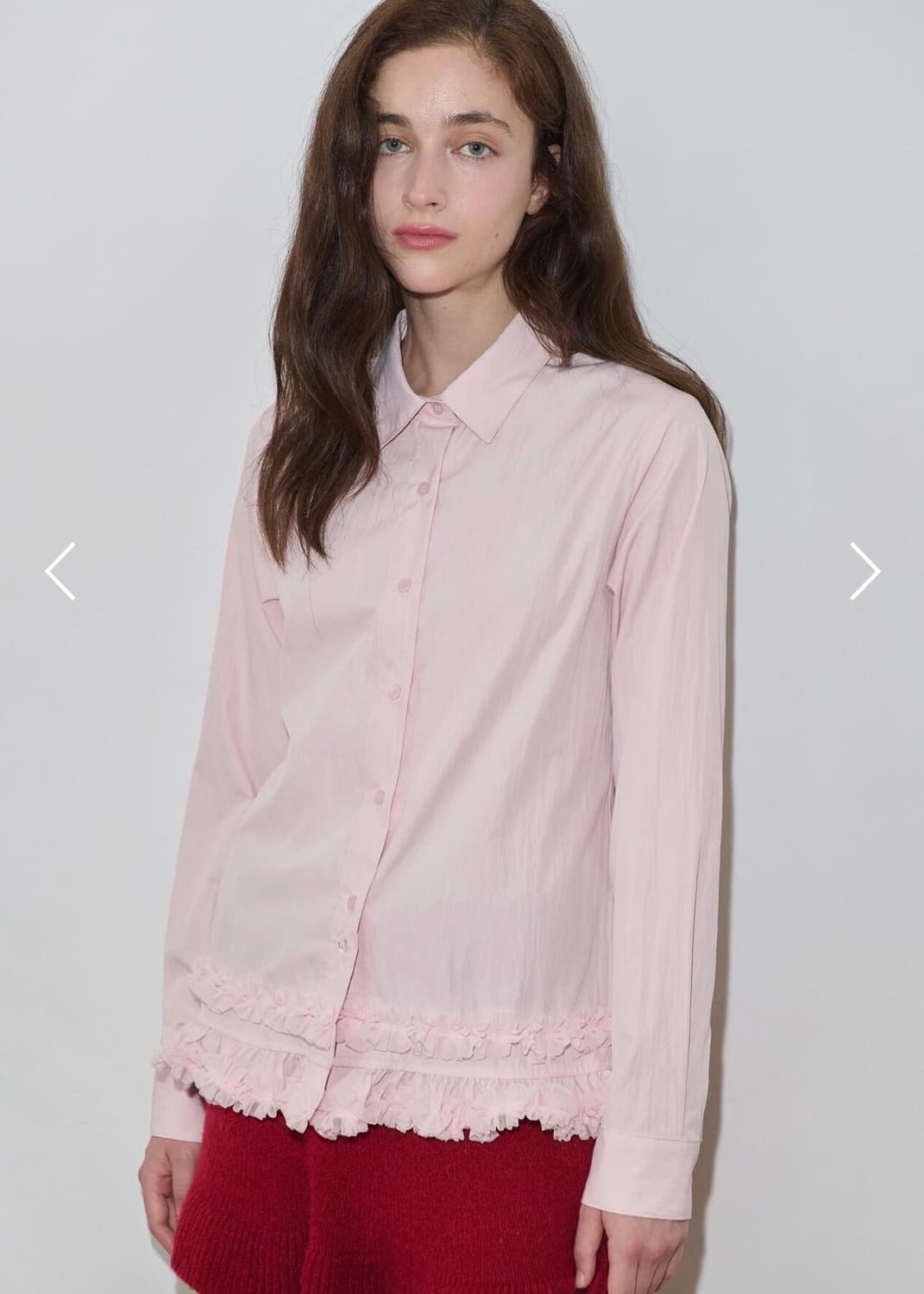 시눈 Logo Frill Collar Shirt 로고 프릴 셔츠 핑크 상품이미지1