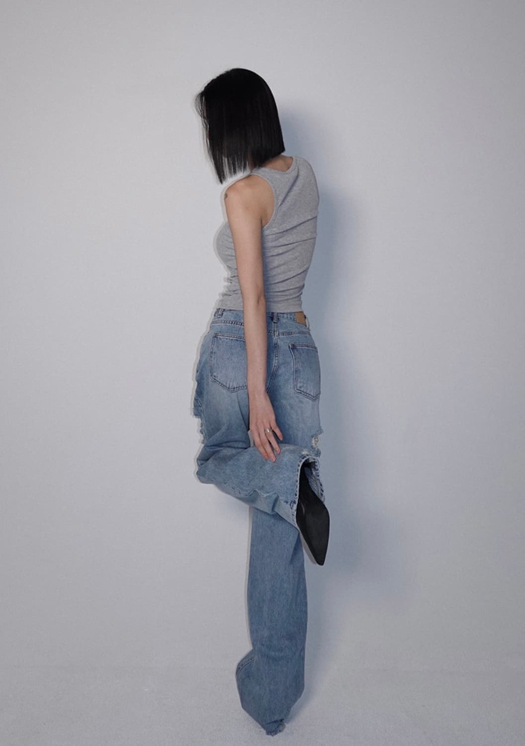 페일제이드 빈티지 데미지 세미 와이드 진 라이트블루 상품이미지3