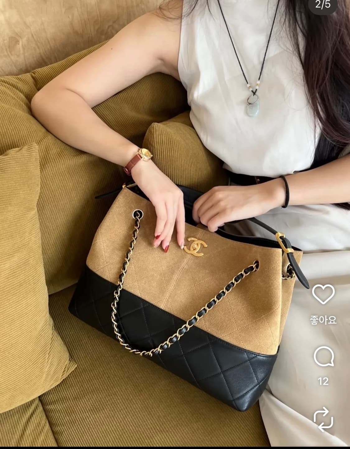 샤넬 투톤 스웨이드 숄더백 상품이미지1