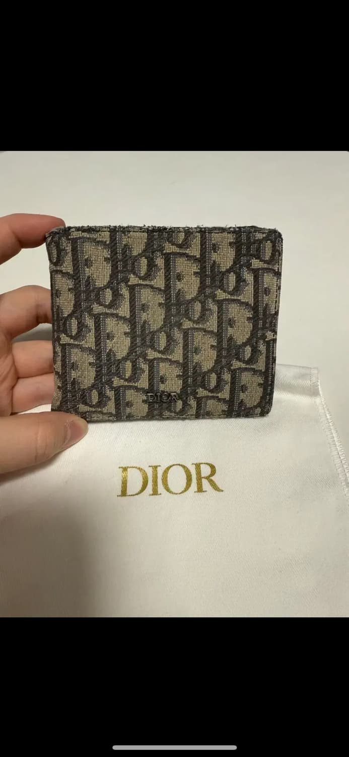 디올 오블리크 반지갑 베이지 블랙 상품이미지1