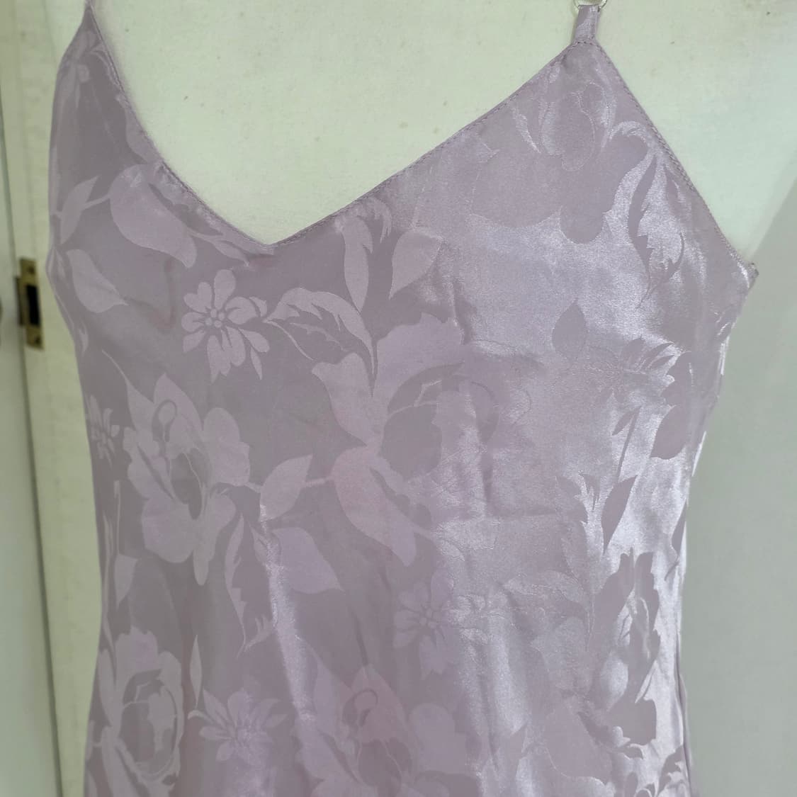 빈티지 로맨틱 연보라 플라워 새틴 슬립 원피스 상품이미지4