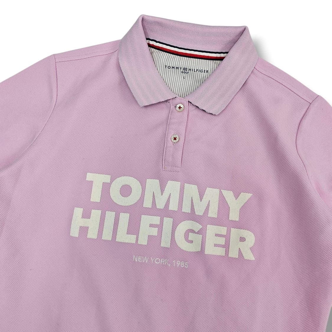 L TOMMY HILFIGER 타미힐피거 연핑크 반팔 카라 티셔츠 상품이미지2