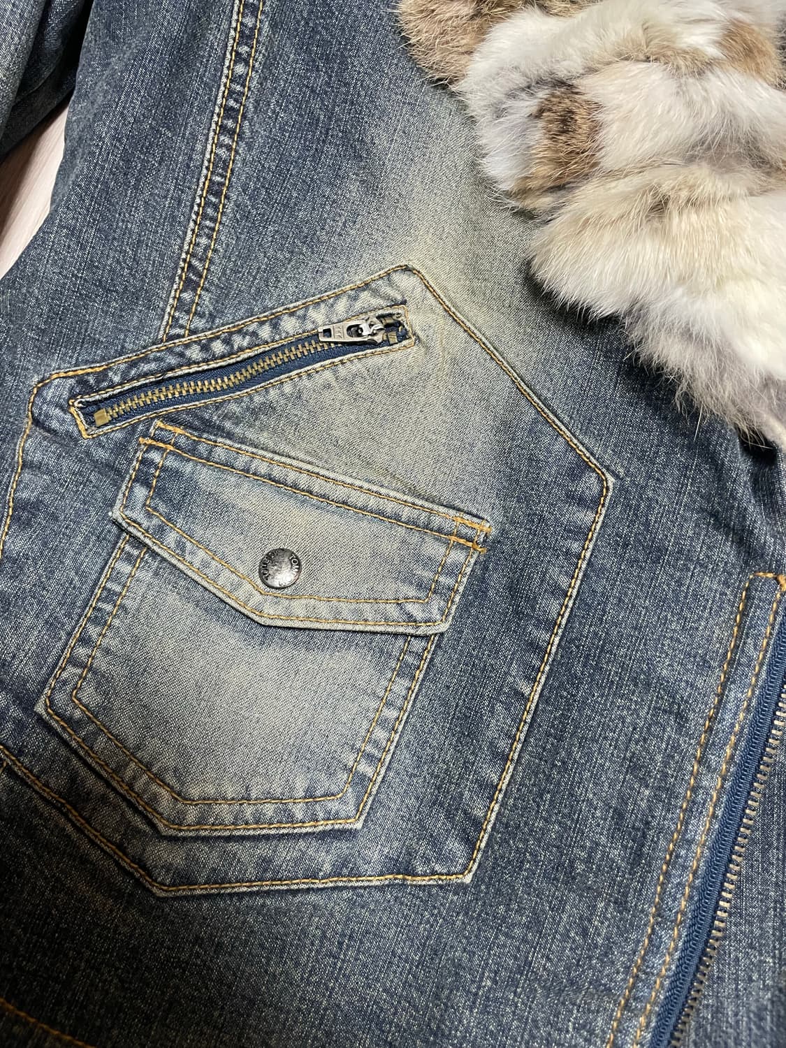 Leopard denim fur jacket 상품이미지6