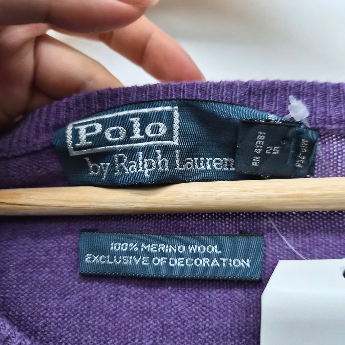 폴로 랄프로렌 V넥 퍼플 니트 남녀공용 XL 상품이미지3