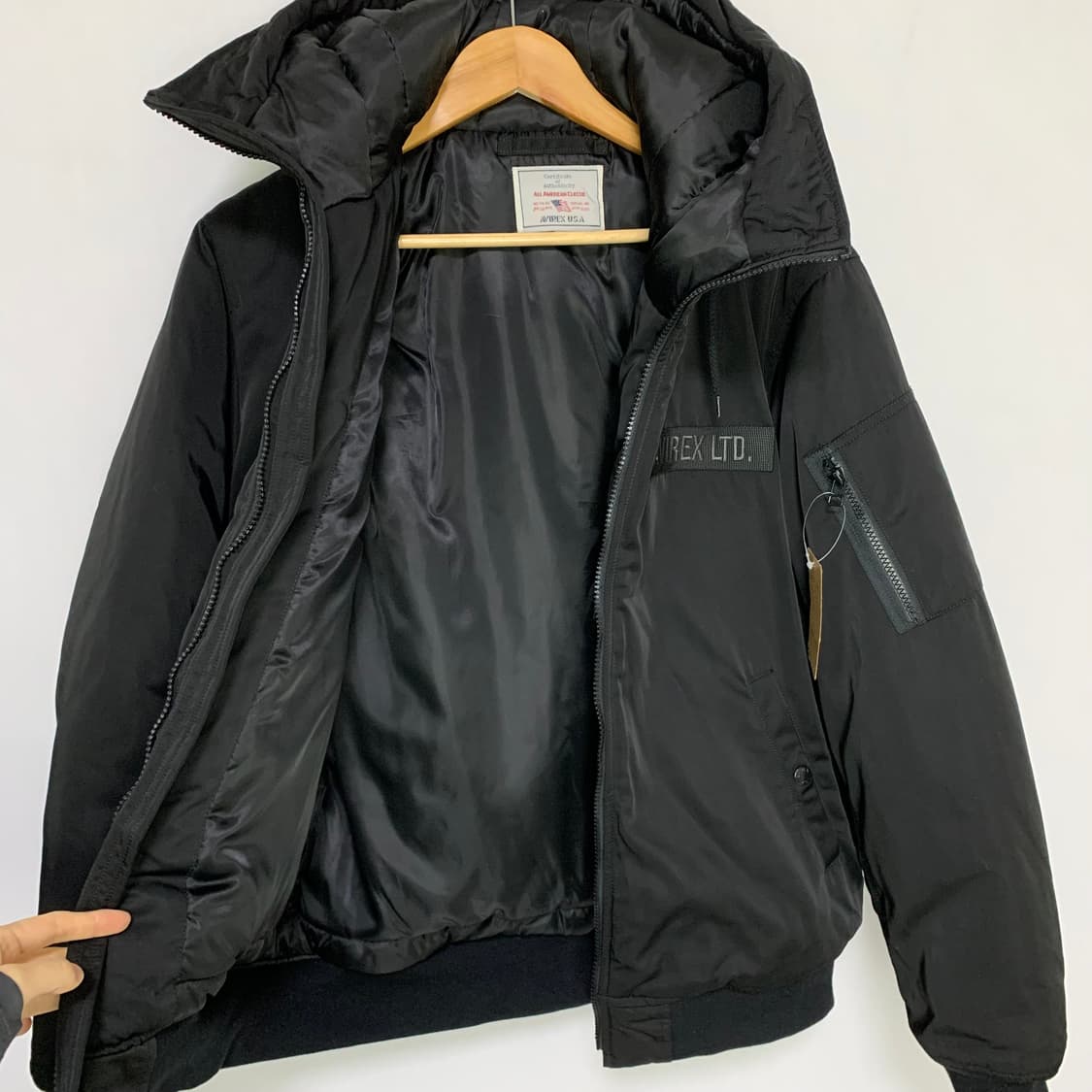 아비렉스 빈티지 후드 패딩 블랙 봄버 점퍼 L 상품이미지6