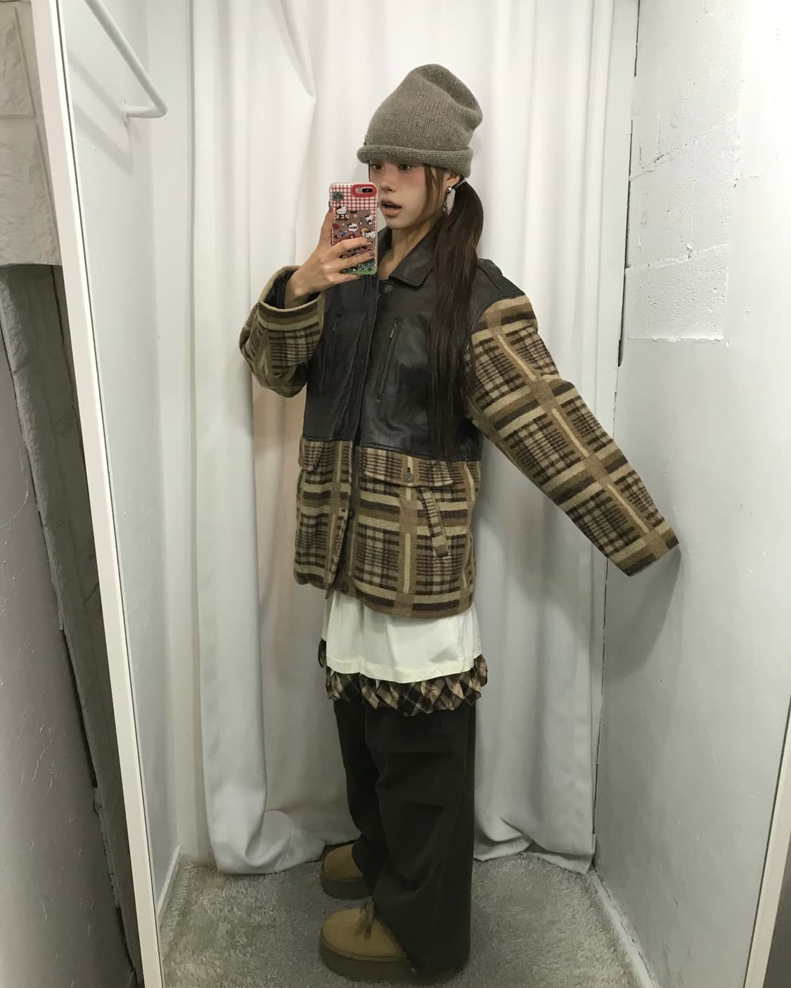 🐹레더 체크 코디 세트 🐹 상품이미지2