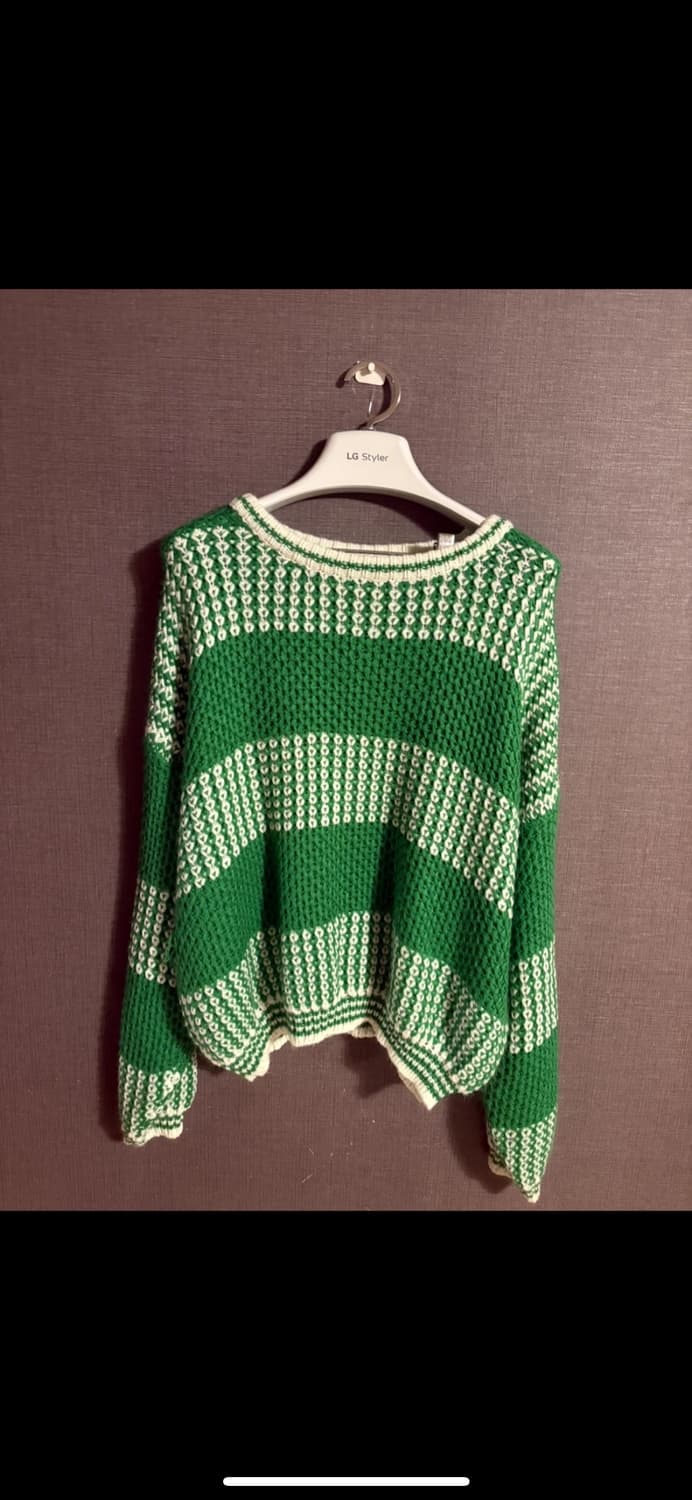 SHEIN 그린 스트라이프 니트 L 상품이미지1