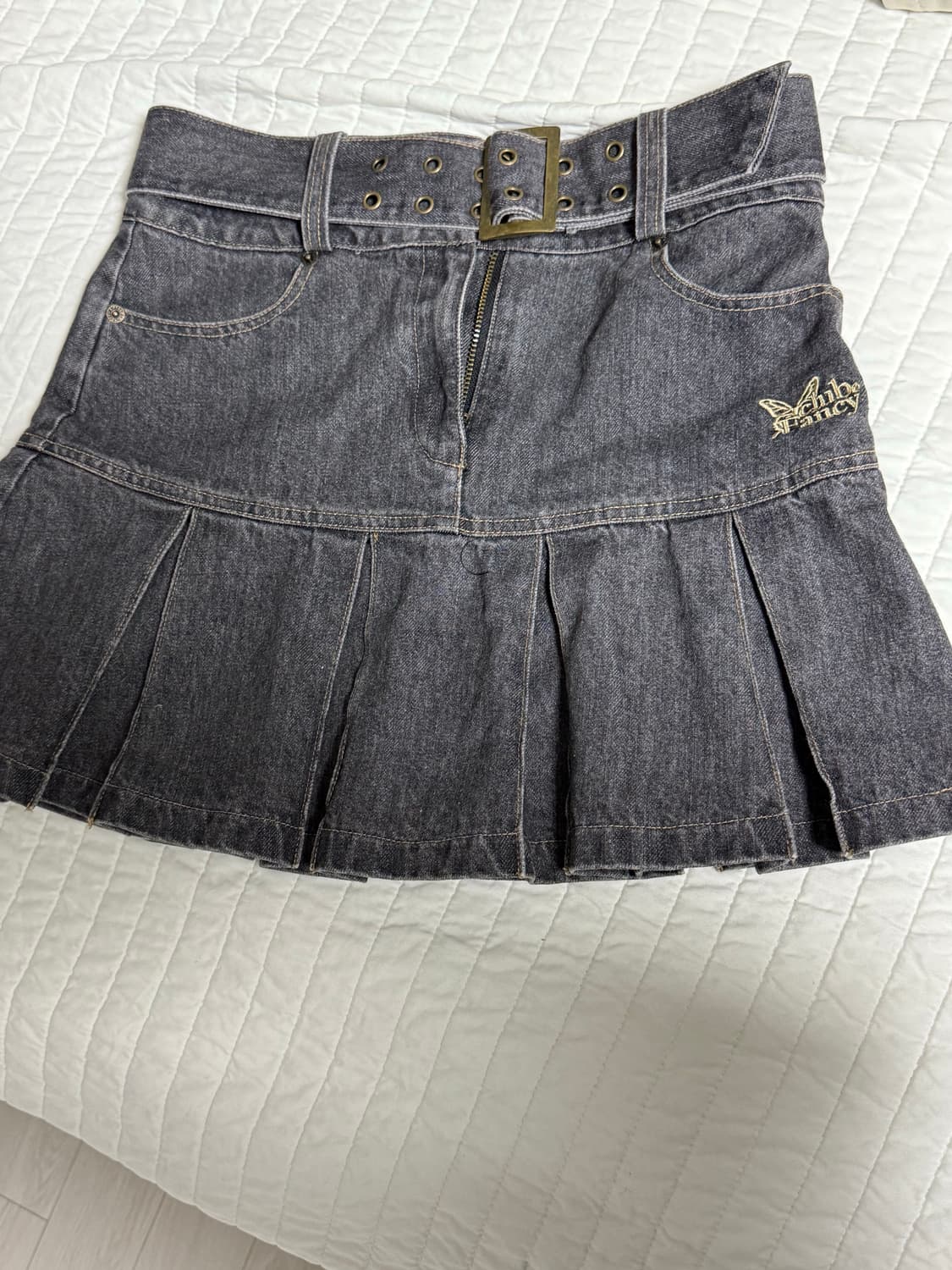 팬시클럽 데님 플리츠스커트 상품이미지2