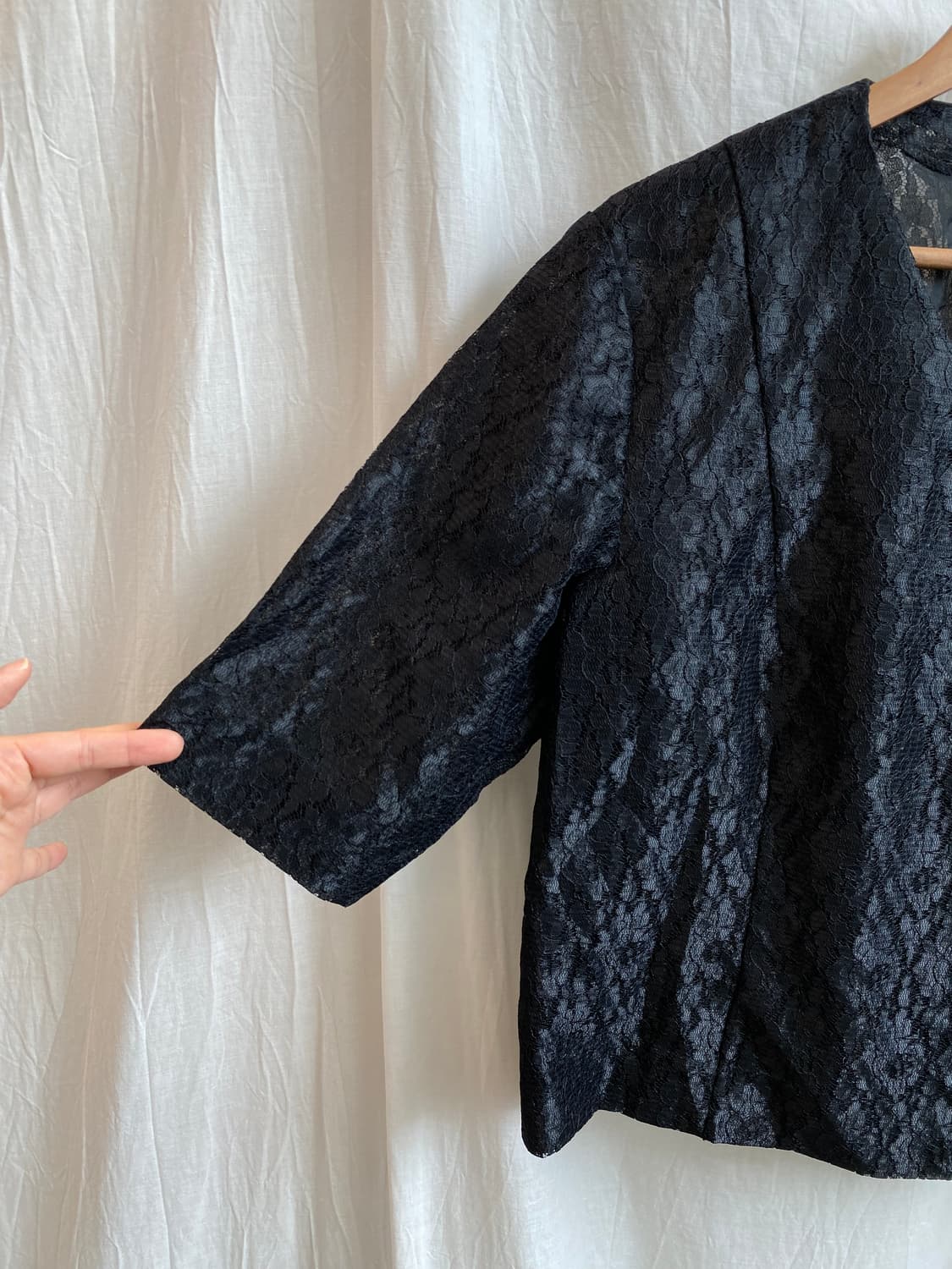 블랙 레이스 반팔 오픈자켓(XL) 상품이미지7