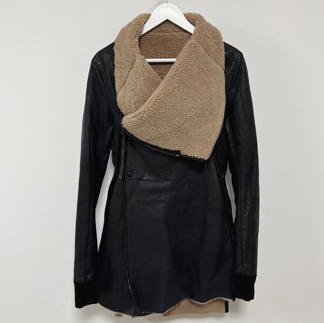 릭오웬스 10FW 하이넥 램스킨 시어링 무스탕 코트 상품이미지1