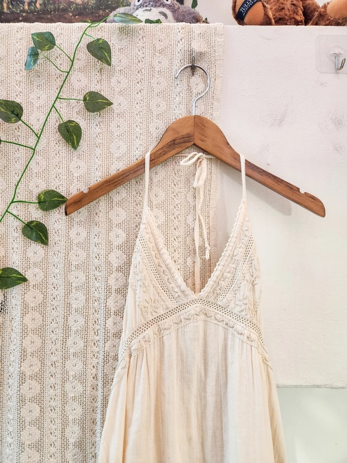 빈티지 ray beams 자수 홀터넥 원피스 블라우스 상품이미지3