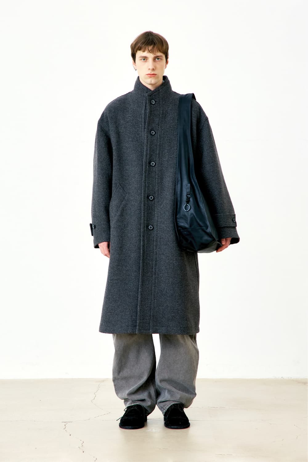 (XL) 쿠어 캐시미어 블렌드 하이넥 코트 (신더그레이) 새상품 상품이미지2