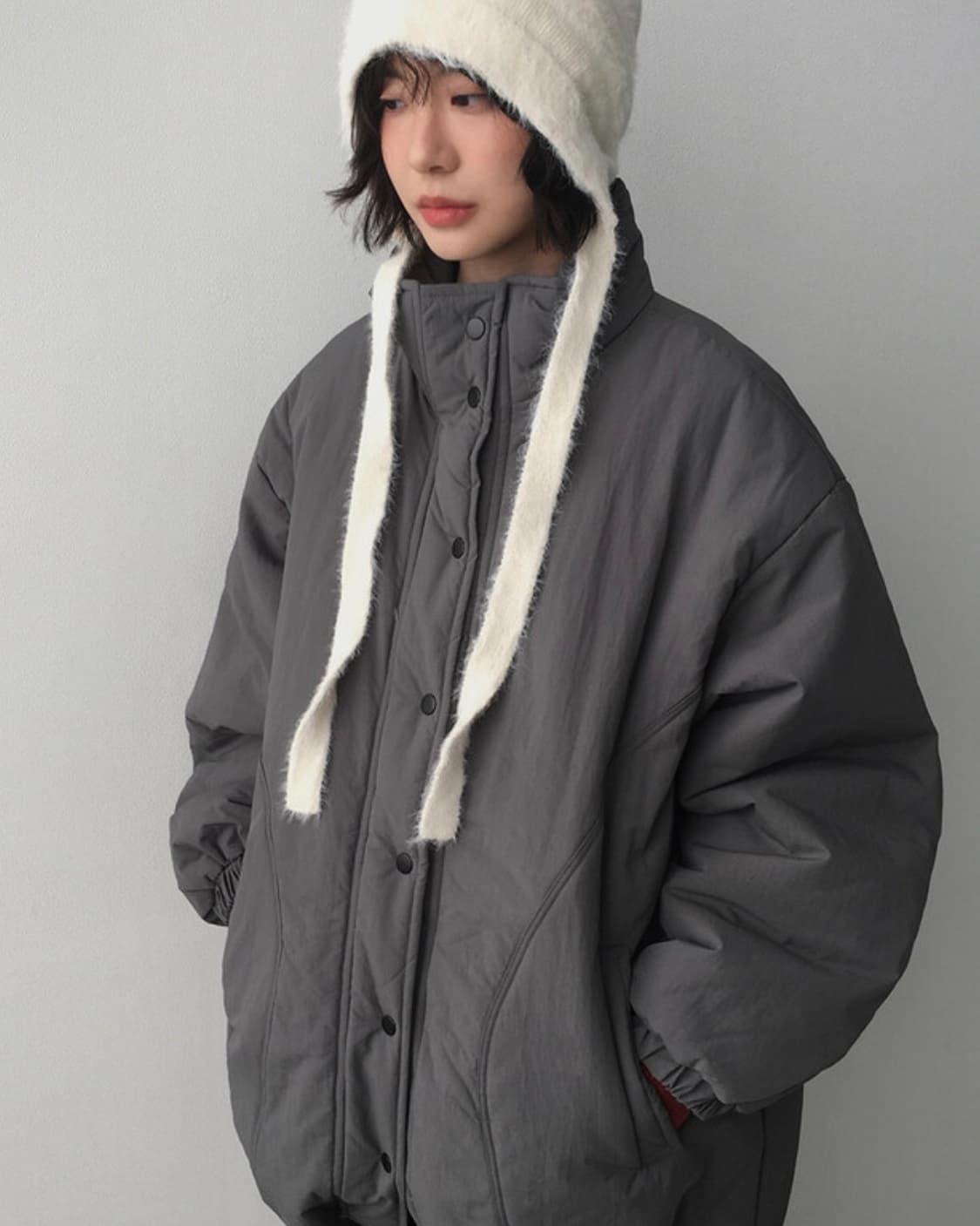 [원가 11만] 차콜 오버핏 퀼팅 패딩 상품이미지1