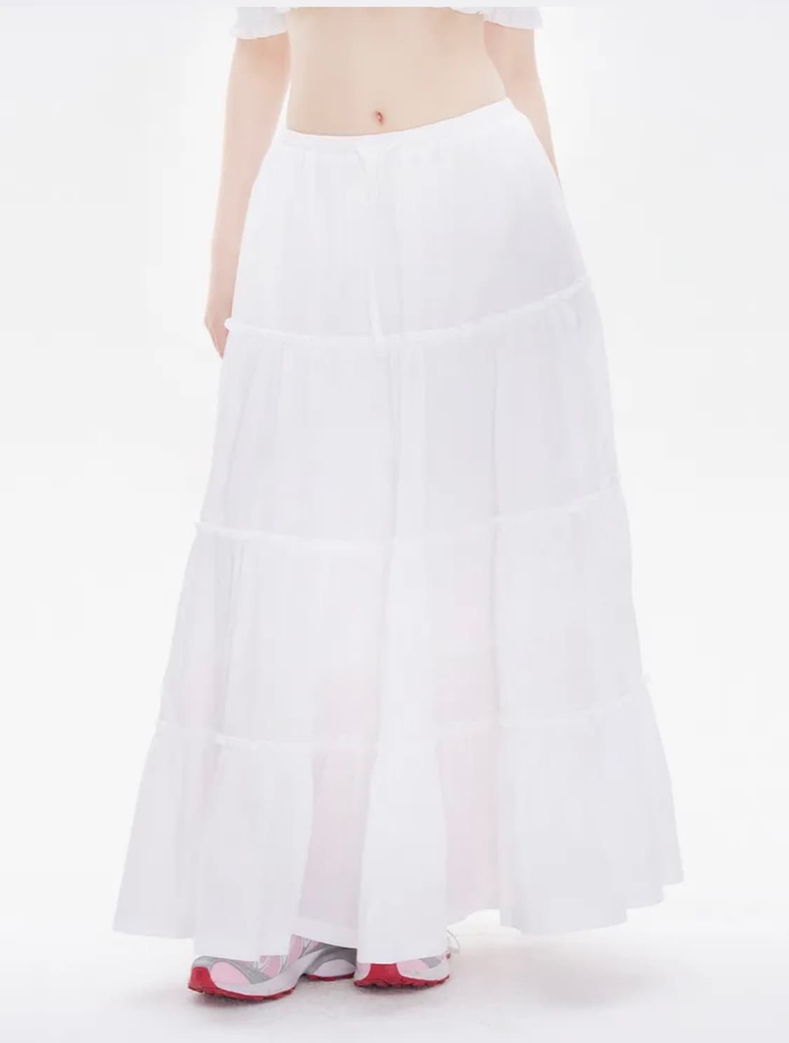 유희 FRILL DETAILED MAXI SKIRT WHITE 상품이미지2