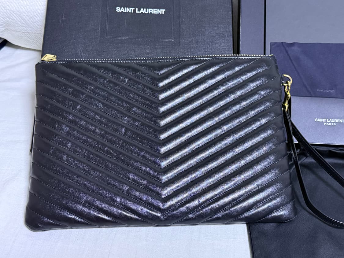생로랑 클러치백 뉴미디움 금장 풀박스 21SS 상품이미지2