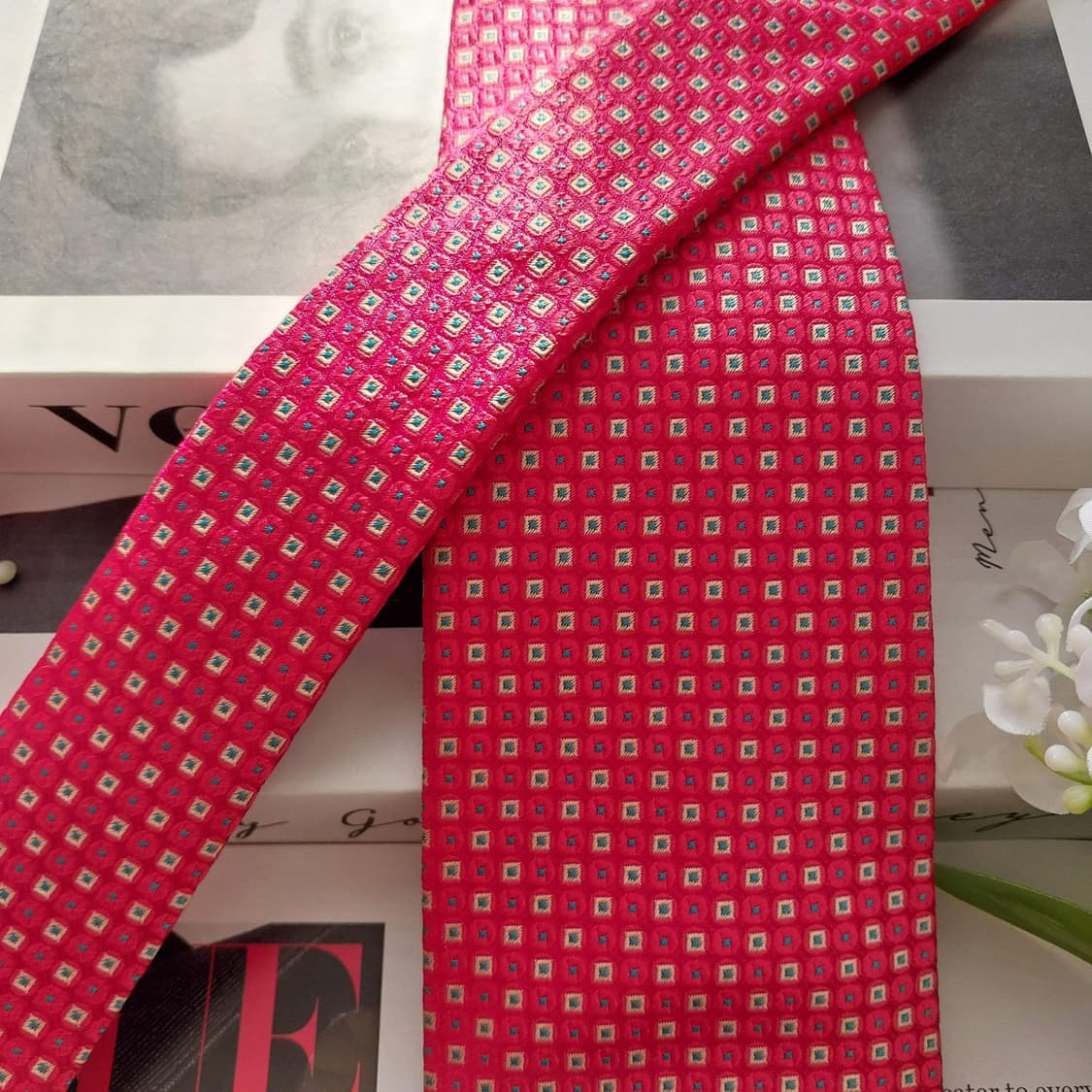 메트로시티 실크 레드 패턴 넥타이 8.9cm A+등급 A1963
 상품이미지5