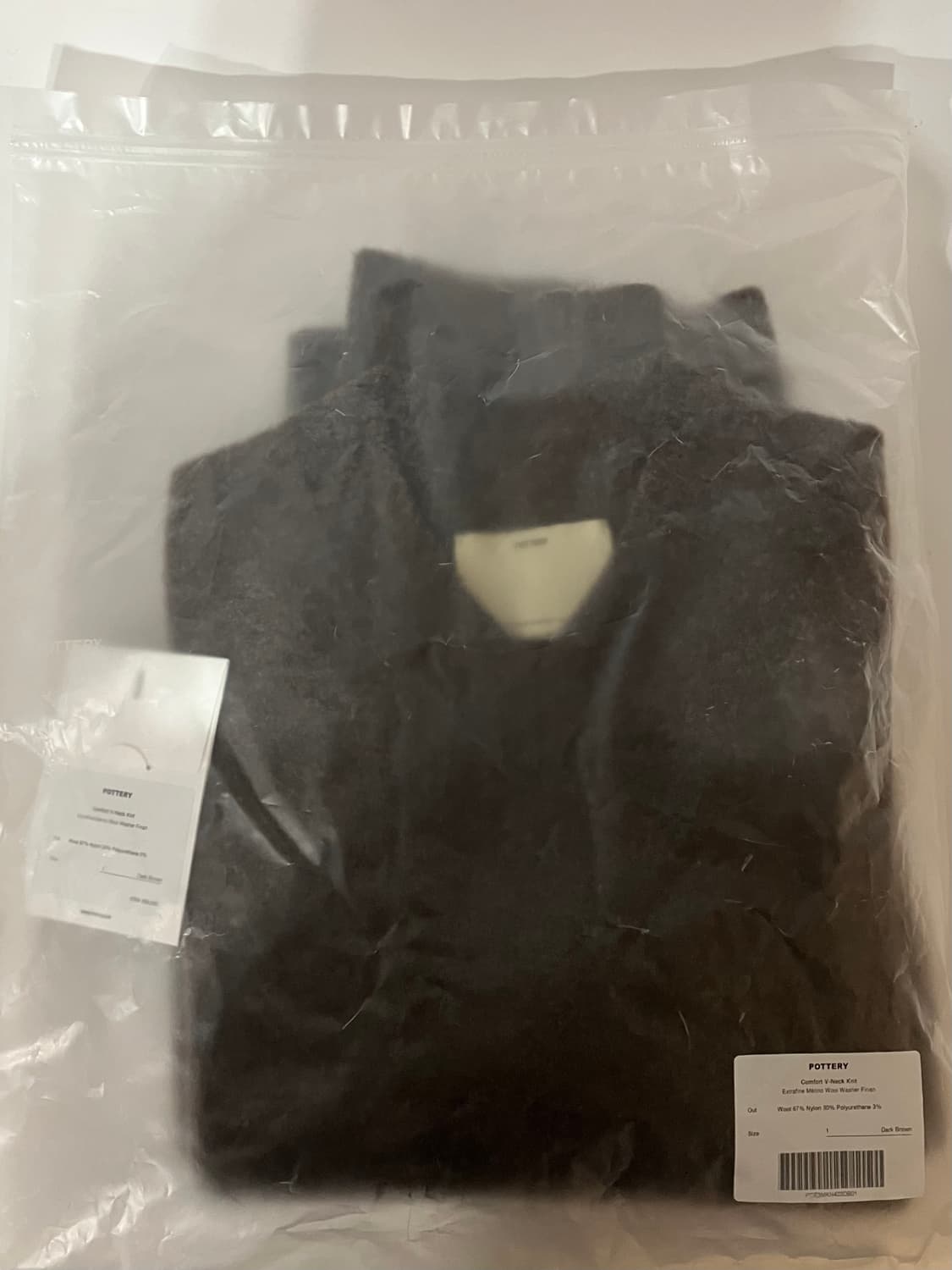 포터리 메리노울 컴포트 브이넥 니트. 다크브라운 1size 상품이미지3