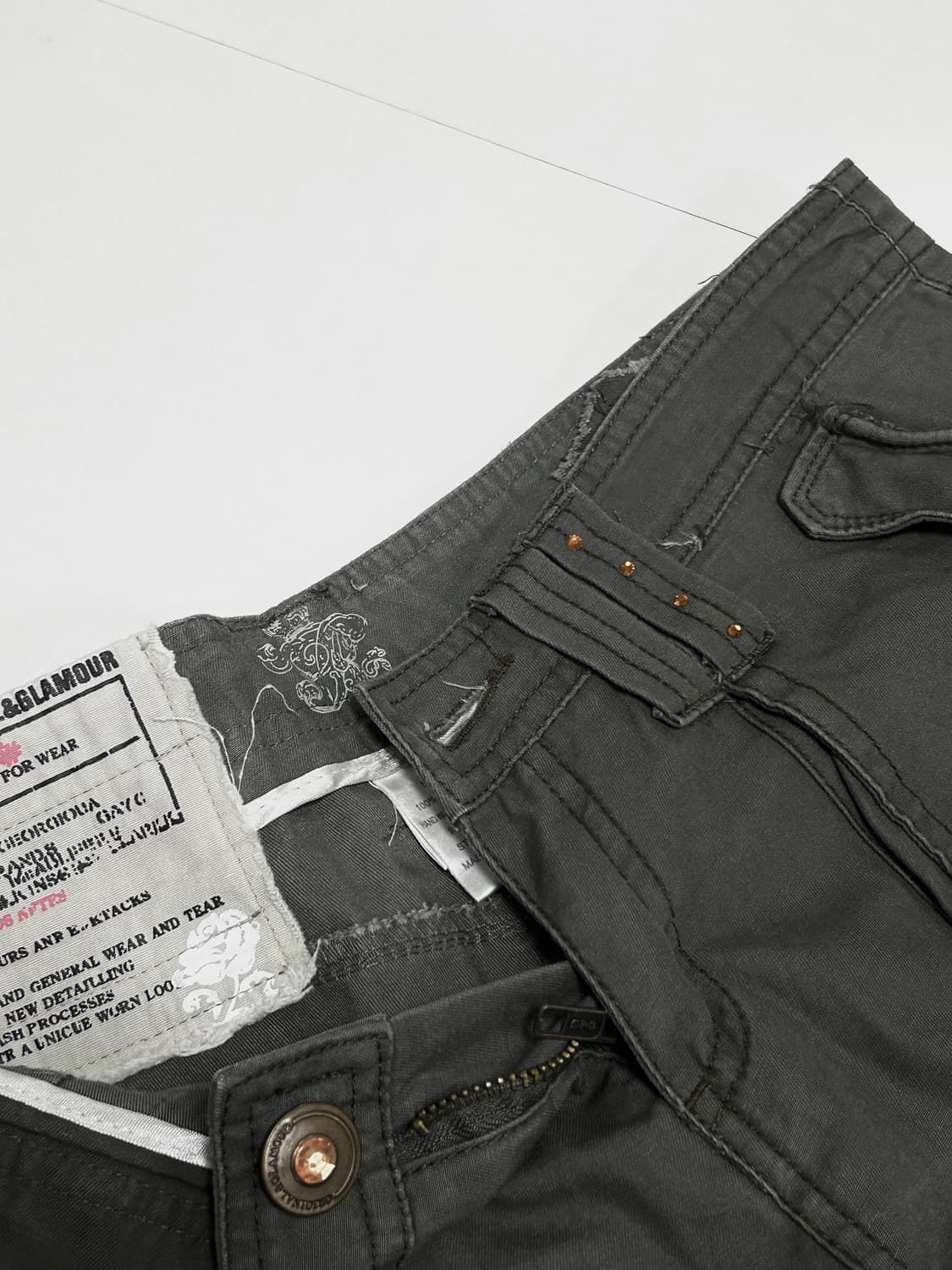 빈티지 y2k  갸루 펑크 7부카모그레이 팬츠 상품이미지4