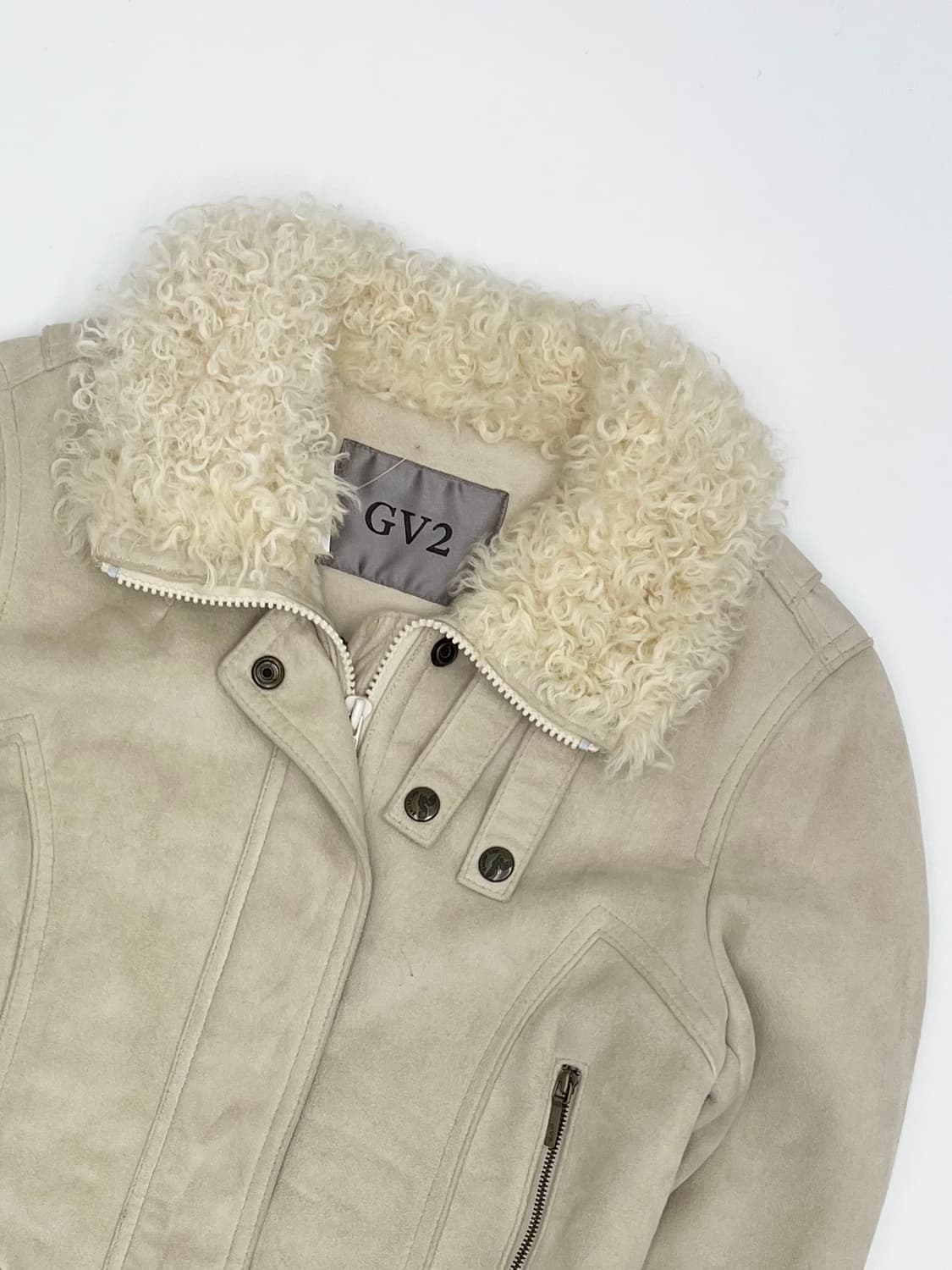 빈티지 아이보리 스웨이드 퍼 무스탕 상품이미지2