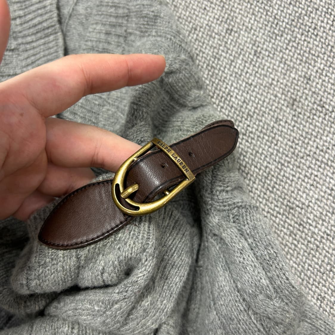 폴로 우먼스 울 캐시미어 레더스트랩 워머 가디건(S) 상품이미지4